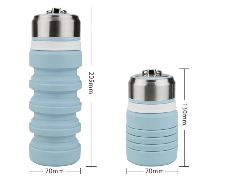 Garrafa de água telescópica dobrável de silicone